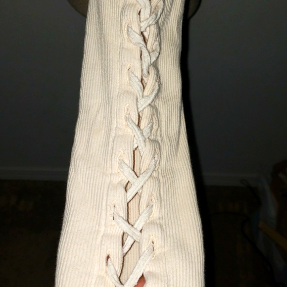 FREE PEOPLE THERMAL COTTON CREME TOP SZ XS - Picture 3 of 5